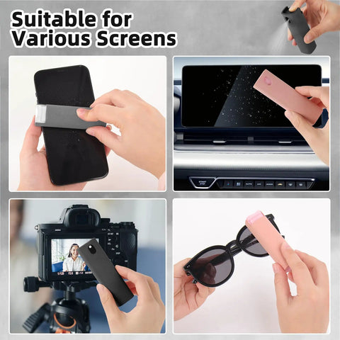 3 In 1 Screen Mist Cleaner Kit With Built In Spray And Microfiber Cloth cleaning phone, car screen, camera lens, sunglasses