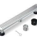 Linear Shower Drain 24 Inch Brushed Nickel Stainless Steel For Bathrooms Rectangular Shower Floor Drain With Removable Grate