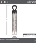 Stainless Steel Candy And Deep Fry Thermometer With 12 Inch Analog Paddle And Pan Clip For Frying Candy Making Sugar Syrup Brewing And More Wide Readout From 100 To 400 Degrees Fahrenheit