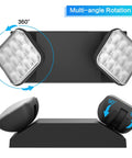 Black LED Exit Sign With Emergency Lights And Battery Backup 6 Pack Adjustable Two LED Heads Hardwired UL Certified 120 To 277 VAC