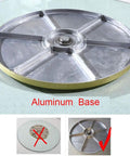 Aluminum base of Clear Tempered Glass Lazy Susan Turntable Bearing Large 28 To 47 Inch Round Rotating Tray for stability.