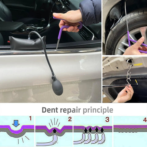 Paintless Car Dent Repair Tools Kit With Large Slide Puller And Dent Rods Crowbar For Easy Ding Fix Auto Body Dent Lifter Set