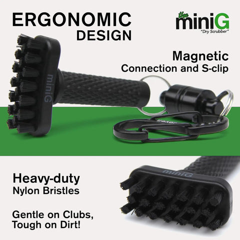 Mini Golf Brush With Detachable Magnet And Heavy Duty Nylon Bristles For Quick Clubface And Groove Cleaning On The Go Dry Scrubber
