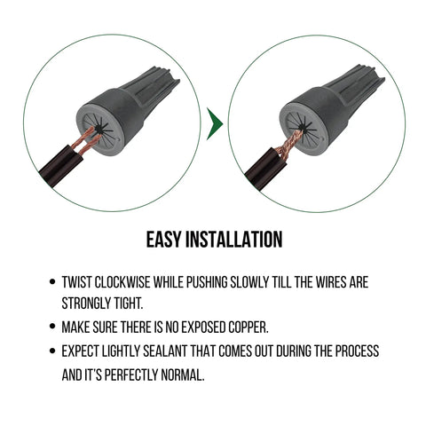 30 Pack Silicone Filled Waterproof Wire Connectors For Outdoor Lighting AWG 22 To 8 Quick No Solder Install