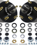 Beefed Up Trailer Hub Kit 2000 Lb Capacity With Five On Four Point Five Inch Bolt Pattern For One Inch Or One And One Sixteenth Inch Straight Spindle Includes One And A Half Inch And One And A Quarter Inch Grease Seals Castle Nut And Washer For Boat And, shown with components and accessories