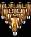 10-pack Dimmable Vintage E26 LED Light Bulb 2200K Warm White 5.5W 60W Equivalent Glass ST19 Antique Edison Style 400 Lumens