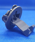 Washer Lid Strike Replacement W11457841, heavy duty door strike lock in dark gray, shown on blue background.