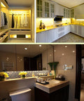 Battery Powered RGB LED Strip Lights With 24 Key Remote Two Meter Indoor Rope Light illuminating wardrobe, kitchen, bathroom