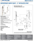Smooth Operator Gantry Pulldown Kitchen Faucet With A Slick 12 Inch Fully Articulated Spout and specifications diagram.
