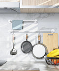 2 Pack Adjustable Towel Bar Rack 16 To 27.6 Inch Stainless Steel White Wall Mounted Towel Rail With S Hook in kitchen