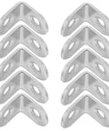 40 Piece Heavy Duty Stainless Steel L Brackets Set With Screws For Wood Shelves And Drawers, showing corner braces with holes