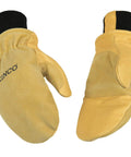 Premium Leather Work And Ski Mitt With Nikwax Waterproof Wax 901T Heavy Duty Pigskin Glove for winter labor, top view