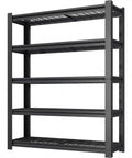 72 Inch Heavy Duty Garage Shelving Unit With Five Adjustable Tiers And 400 Lb Per Shelf Capacity, Built Tough Industrial Steel Storage Racks For Garage, Workshop, Basement, Warehouse, Or Kitchen, 16 Inch Deep By 35 Inch Wide By 72 Inch High, Black