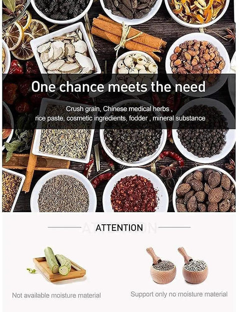Variety of spices and grains suitable for Electric Grain Crusher High Speed Grinder 1400W Pulverizer Mill Powder Machine