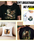 Four Hunting Animals Iron On Transfers Pack For Shirts And Hoodies, Forest Wolf Bear Dog Duck Heat Transfer Stickers, Washable DTF Ready