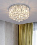 Lit Crystal Raindrop Chandelier Flush Mount Ceiling Light With G9 Base Modern K9 Crystal Beads Chrome Finish 11x16 Inch