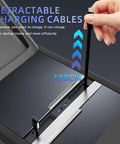 Tesla USB Hub For Model Y Juniper 2025 2026 And Model 3 Highland 2024 2025 with retractable charging cables in console