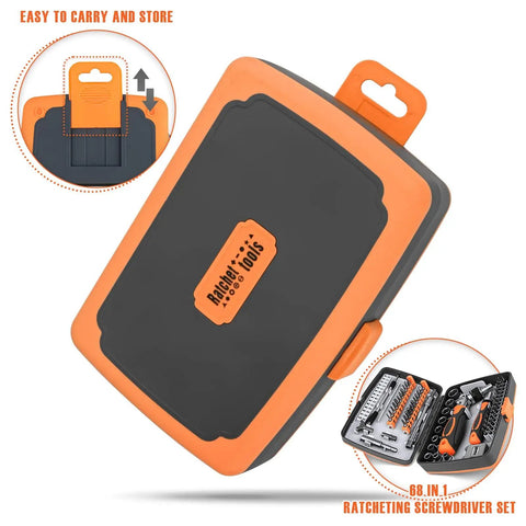 Case for 68 In 1 Ratcheting Screwdriver Set With Magnetic Bits Rotatable Ratchet Handles Extension Bar And Sockets
