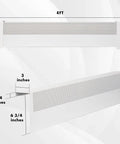 4 Foot Baseboard Heater Cover With Left And Right End Caps For Replacing Old Rusty Electric And Baseboard Covers, Easy Fit Radiator Shield For Home Heating, shown in white enamel with dimensions.