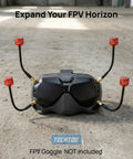 RHCP FPV Antenna for Racing Drones 5.8G 2.3dBi with SMA Male Connector attached to FPV goggles on concrete floor