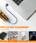 4V Mini Cordless Rotary Tool Kit With Digital Speed Display charging via Type-C cable connected to a laptop