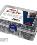 USA Made Stainless Steel Hose Clamp Kit 49 Piece Assortment Adjustable Worm Gear Clamps For Plumbing Automotive Fuel Lines And Mechanical Projects Heavy Duty Anti Corrosion Pro Grade in plastic case with label