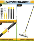 Heavy Duty Metal Dethatcher Rake With Adjustable Long Handle No Frills 5.5-Foot 19-Tine 15-Inch Wide Lawn Tool easy installation guide