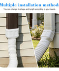 Extendable 16.5Ft Gutter Downspout Extension Pipe For 2x3 And 3x4 Downspouts, Flexible Drainage Tube, White Finish Installed
