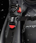 Close-up of BC2 Dive BCD With Integrated Weight System For 30 Lb Capacity Laminated Waterproof Fabric, black, large size, details.