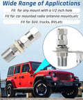 Heavy Duty CB Antenna Stud Mount Adapter With SO239 Connector For Three Eighths By Twenty Four Threads, SUV application