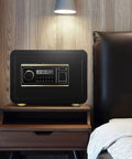 Fireproof Safe With Biometric Access, Waterproof 1.4 Cubic Foot Electronic Digital Security Safe in a bedroom setting
