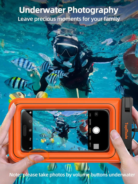 Floating Waterproof Phone Pouch 2 Pack IP68 Case For Beach Adventures And Water Sports Dry Bag For iPhone 17 in ocean view