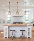 Small Rustic Farmhouse Wooden Pendant Light 1 Light Hanging Ceiling Fixture For Kitchen Island above white kitchen island