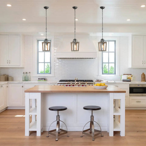 Small Rustic Farmhouse Wooden Pendant Light 1 Light Hanging Ceiling Fixture For Kitchen Island above white kitchen island