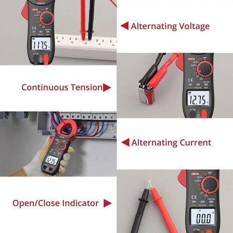 DIY Friendly Clamp Meter And Multimeter Combo with Auto Range 2000 Counts NCV TRMS 600A AC Clamp in use testing voltage