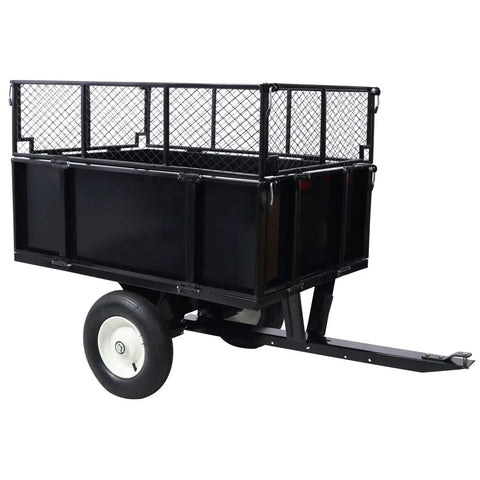 ATV Trailer Steel Dump Cart With 22 Cu Ft Capacity And 750 Lb Load, Heavy Duty Utility Trailer For Lawn And Garden, Removable Sides
