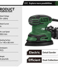 Detail Sander 13000 RPM Palm Sander 1.6A with specs and features highlighted