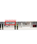Rear view of High-Performance 350W 24V AC DC Power Supply with built-in fan and serial number visible, for industrial use.
