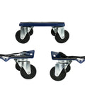 Beefy Three Piece Snowmobile Dolly Set With 990 Lb Capacity Heavy Duty Steel Dollies 7 By 7 Inch Plates And Hard Rubber Wheel Casters Blue Finish