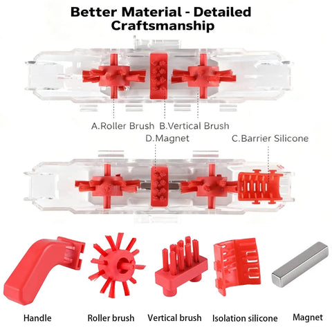 Ultimate Bike Chain Cleaning Kit With Deep 360 Degree Clean, Dual Row Nylon Brushes, Gear Brush And Scrubber, component parts illustration