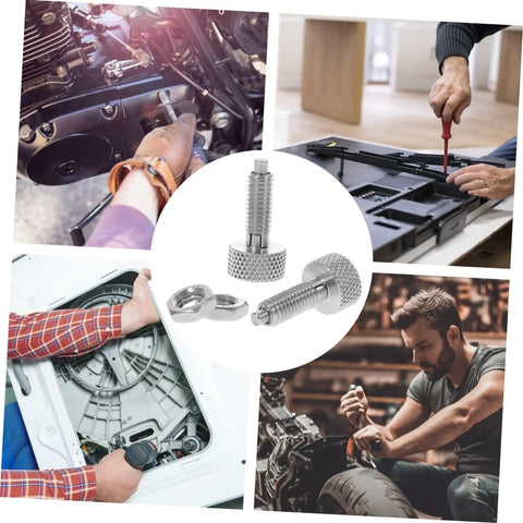 Rock Solid Pack Of Two Stainless Steel Self Locking Pins With Knurled Handles And Retractable Spring Plungers For Toolbox quick release locks in action.