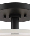 Close-up view of Parsons Studio Semi Flush Ceiling Light Fixture, Brushed Nickel, showing mounting hardware and fabric shade.