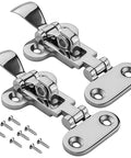 Two 4.3-inch 316 stainless steel boat toggle latches with mounting plates and screws