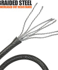 Close-up of Heavy Duty 15Ft Security Cable With Loops Three Eighths Inch Braided Steel Weatherproof And Cut Resistant Lock Wire