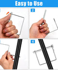 Step-by-step use guide for 40 Piece Square Coupler Pins Set One Quarter Inch Locking Shafts For Trailer Hitch And Equipment Zinc Coated Carbon Steel For Farm Lawn Garden And PTO Easy Install And Rock Solid Secure Connection in hand, showing installation on equipment.