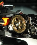 Close-up of Beefed-Up Brass Transmission Main Gear With Motor Pinion Set For Losi Micro B And Micro T Buggies 11T/36T in use