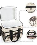 Desert Cowboys Insulated Lunch Bag With Shoulder Strap Reusable Cooler Tote open showing PEVA liner and external design details