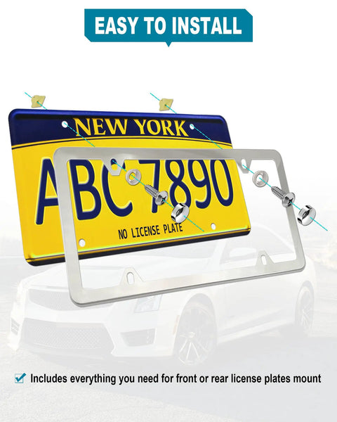 Stainless Steel License Plate Screws Kit with M6x20mm Hardware for front or rear mount on license plate frame and cover.