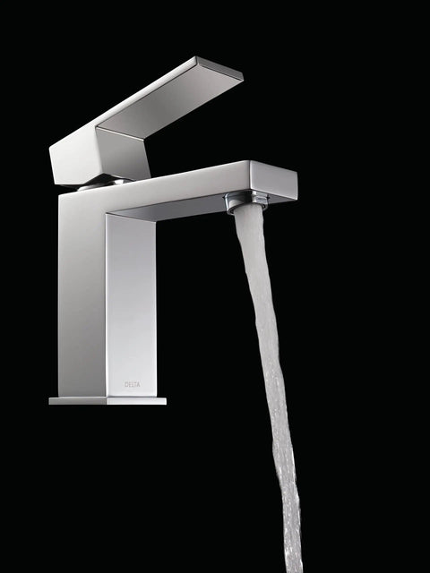 Single Hole Modern Bathroom Faucet Chrome Finish With Metal Pop-Up WaterSense Labeled ADA Compliant Rigid Spout 567LF-MPU-PP