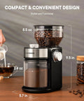 SHARDOR Electric Burr Coffee Grinder 2.0 Automatic Bean Mill For Home with 8.5 oz bean hopper and 3.4 oz ground coffee container.